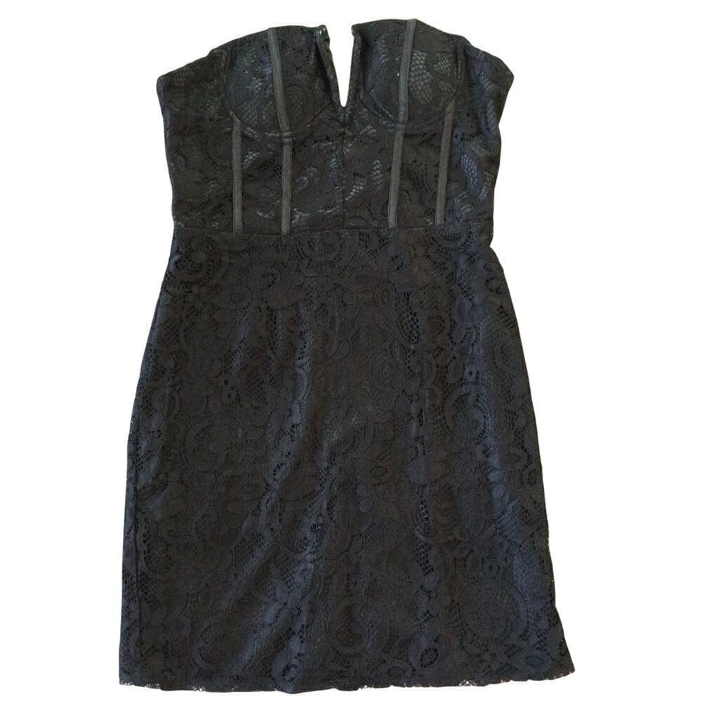 Layered with Love Womens Mini Dress M Black Lace Corset Bodice Goth Coquette NEW